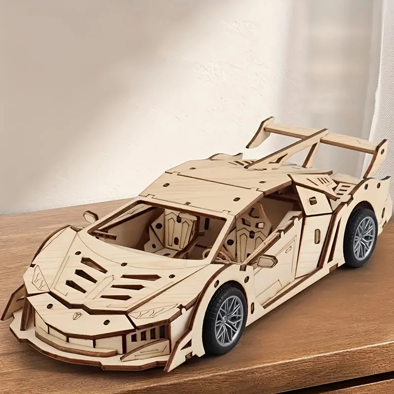 Rompecabezas 3D en madera con coches de carreras para niños - imagen 3
