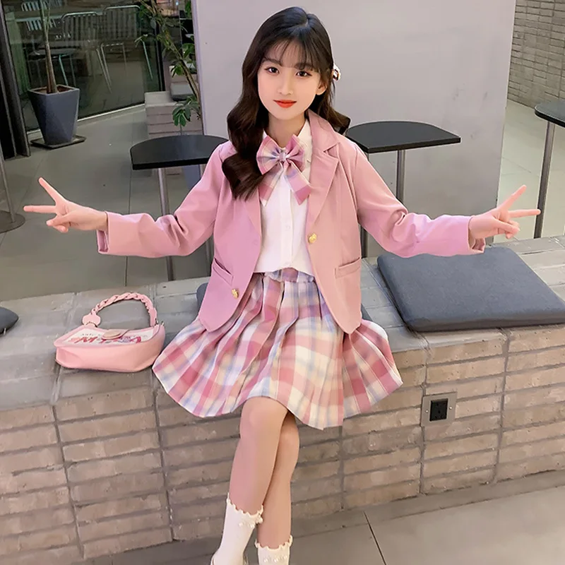 Conjunto de niña estilo universitario primavera-otoño falda plisada - imagen 3