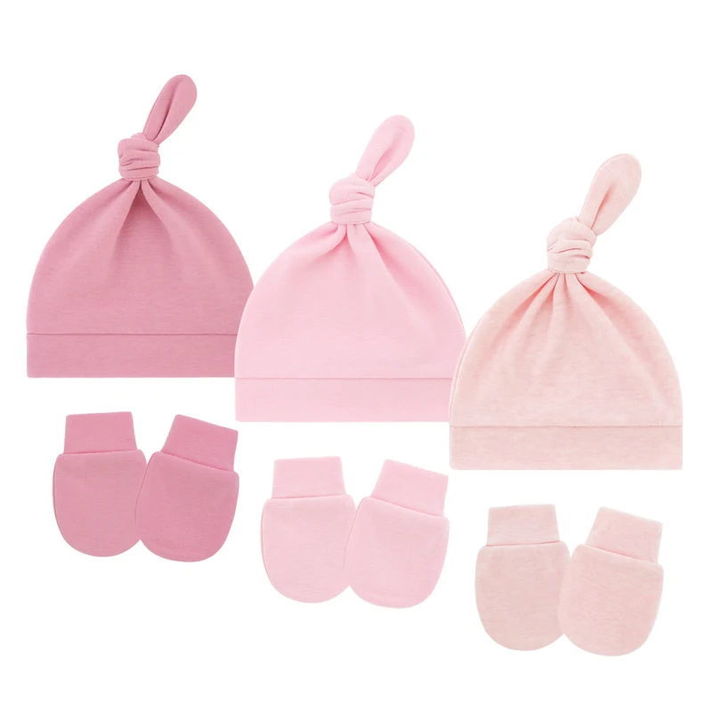 Conjunto recién nacido gorro y guantes de algodón suave - imagen 3