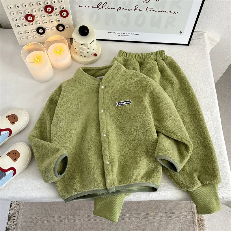 Traje de invierno en lana para niños y niñas - abrigo con pantalón - imagen 4