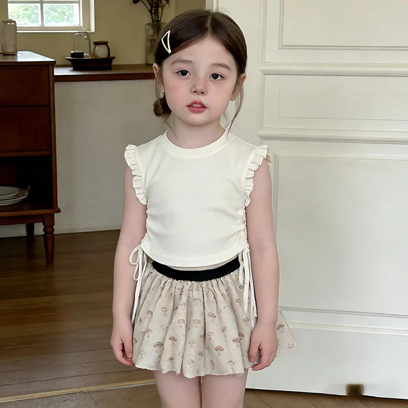 Conjunto estampado floral de camiseta y falda capullo para niña - imagen 5