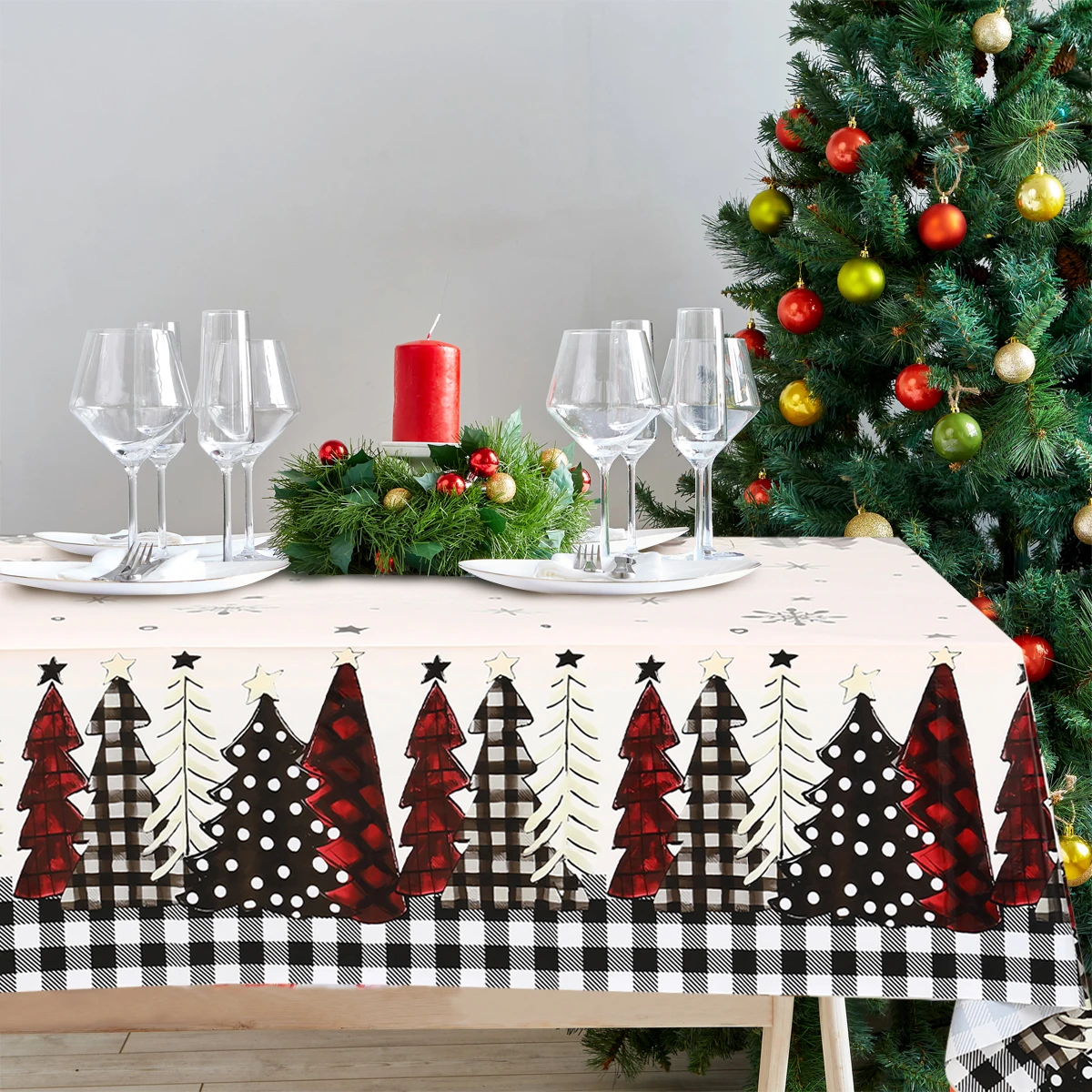 Mantel navideño con copos de nieve para Navidad y Año Nuevo - imagen 2