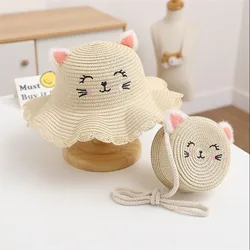 Sombrero de sol infantil con diseño de gato para niños y niñas