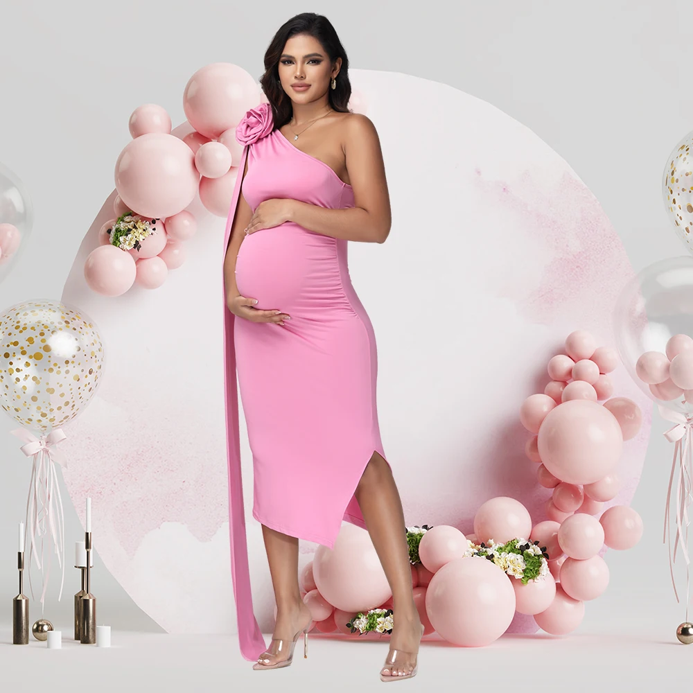 Vestido midi veraniego de un hombro con manga flotante floral 3D - imagen 2