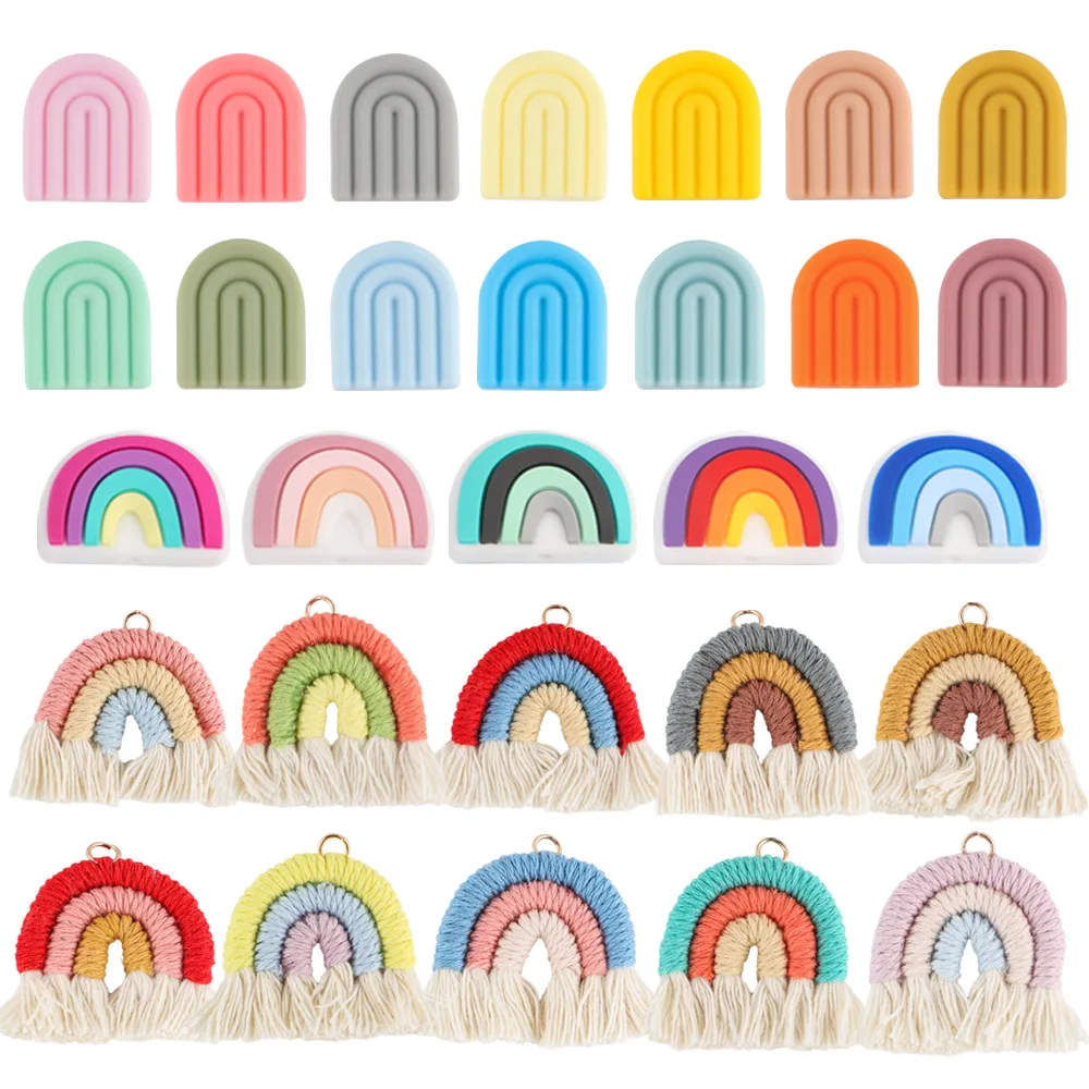 Cuentas de silicona arcoíris para hacer pulseras – Cordón algodón