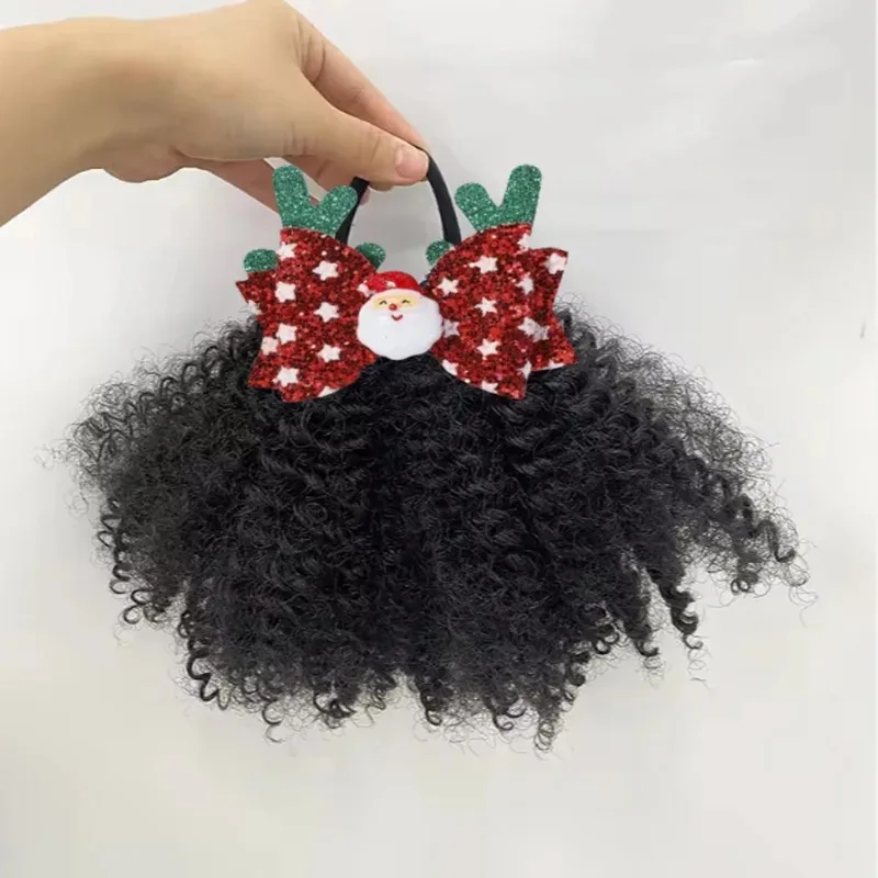 Coletas afro con lazo brillante para niñas - Extensiones Kinky Marley - imagen 5