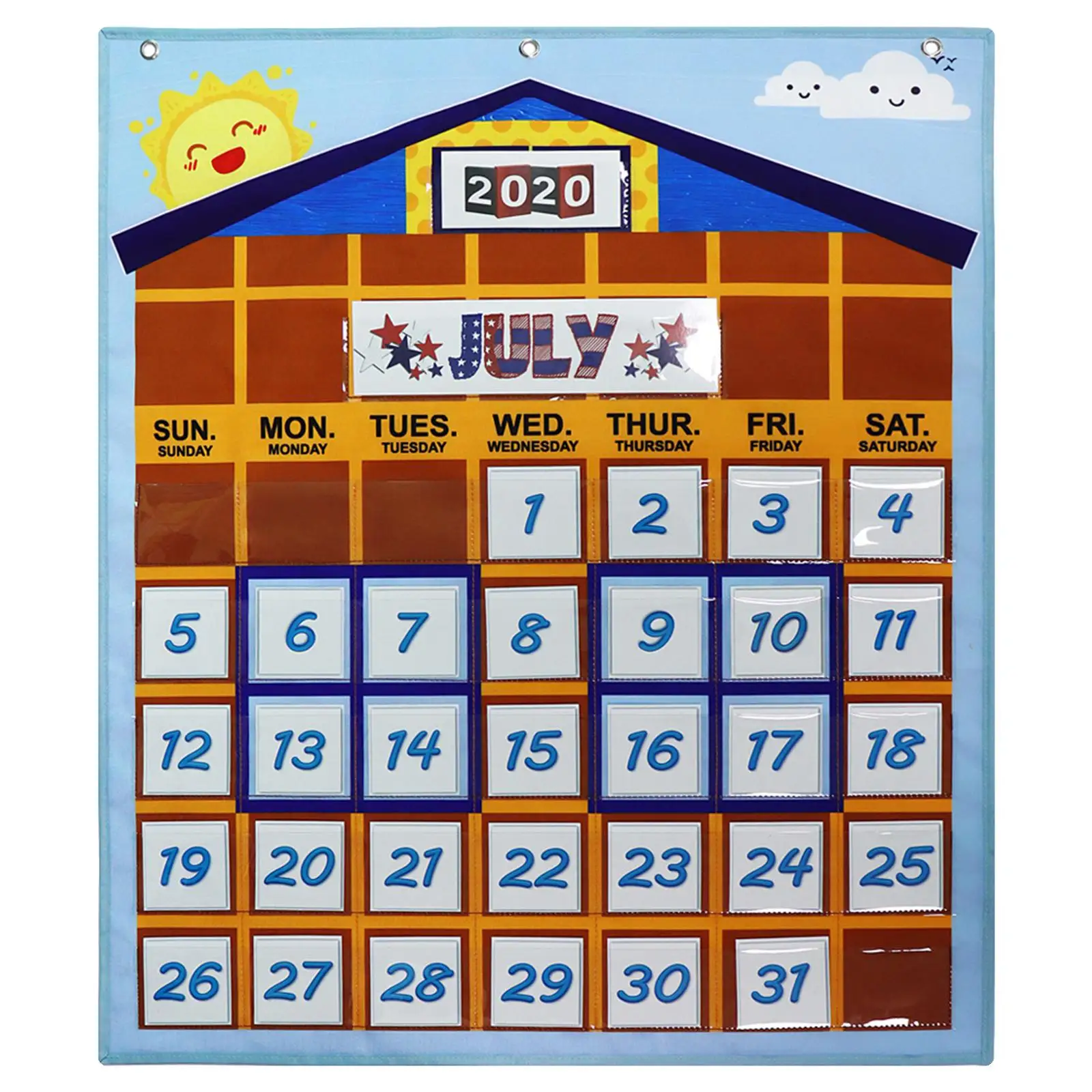 Calendario de pared infantil mensual con bolsa colgante didáctica - imagen 4