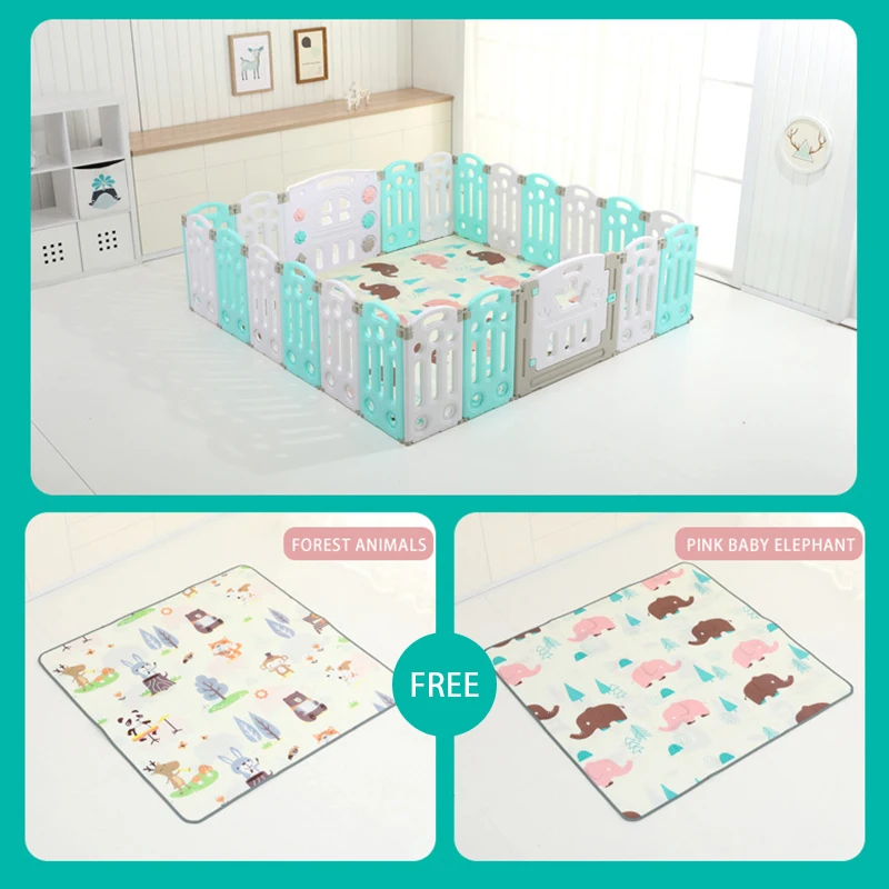 IMBABY parque infantil plegable de plástico para bebés con estera - imagen 5
