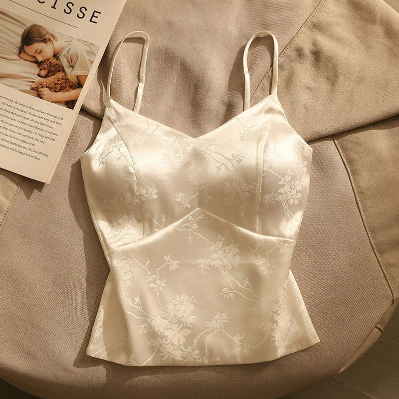Chaleco de satén jacquard con almohadillas y top tubo ajustado - imagen 2