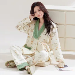 Pijamas de lactancia de algodón acolchado para otoño invierno