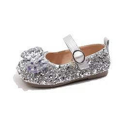 Zapatos de niña antideslizantes de piel suave con lentejuelas