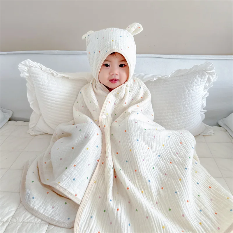 Poncho de baño con capucha de gasa para bebé, algodón suave