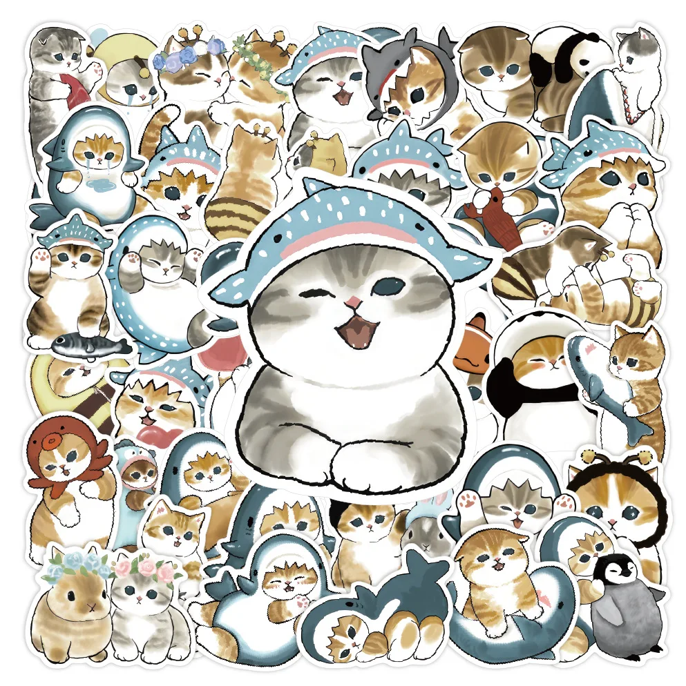 Pegatinas infantiles de gato con capucha tiburón para teléfono - imagen 3