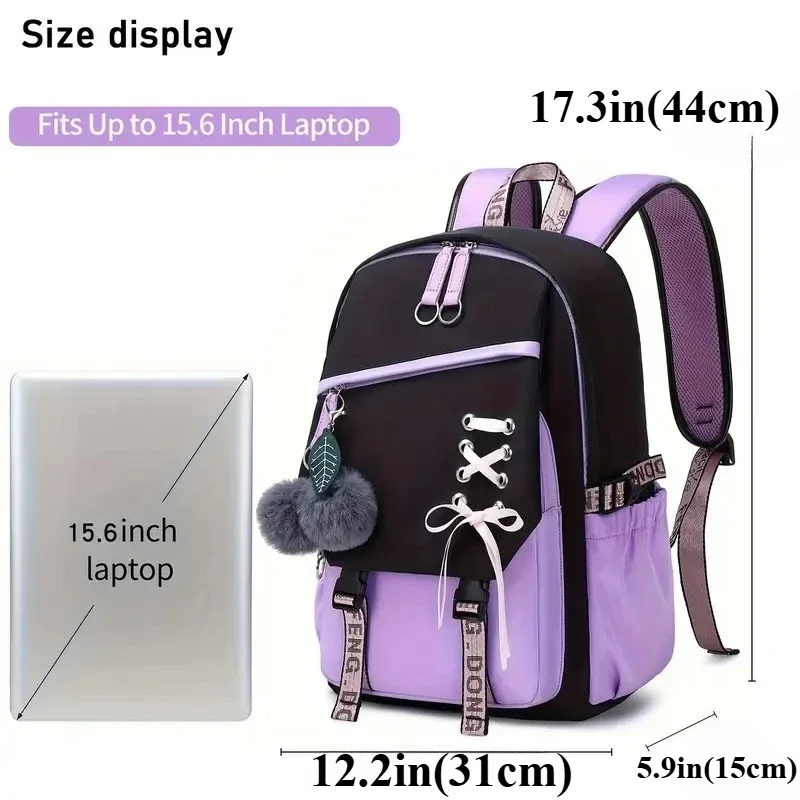 Mochila escolar juvenil para portátil y libros, estilo universitario - imagen 4