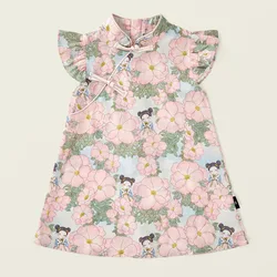 Vestido floral de algodón para niña sin mangas – Fresco