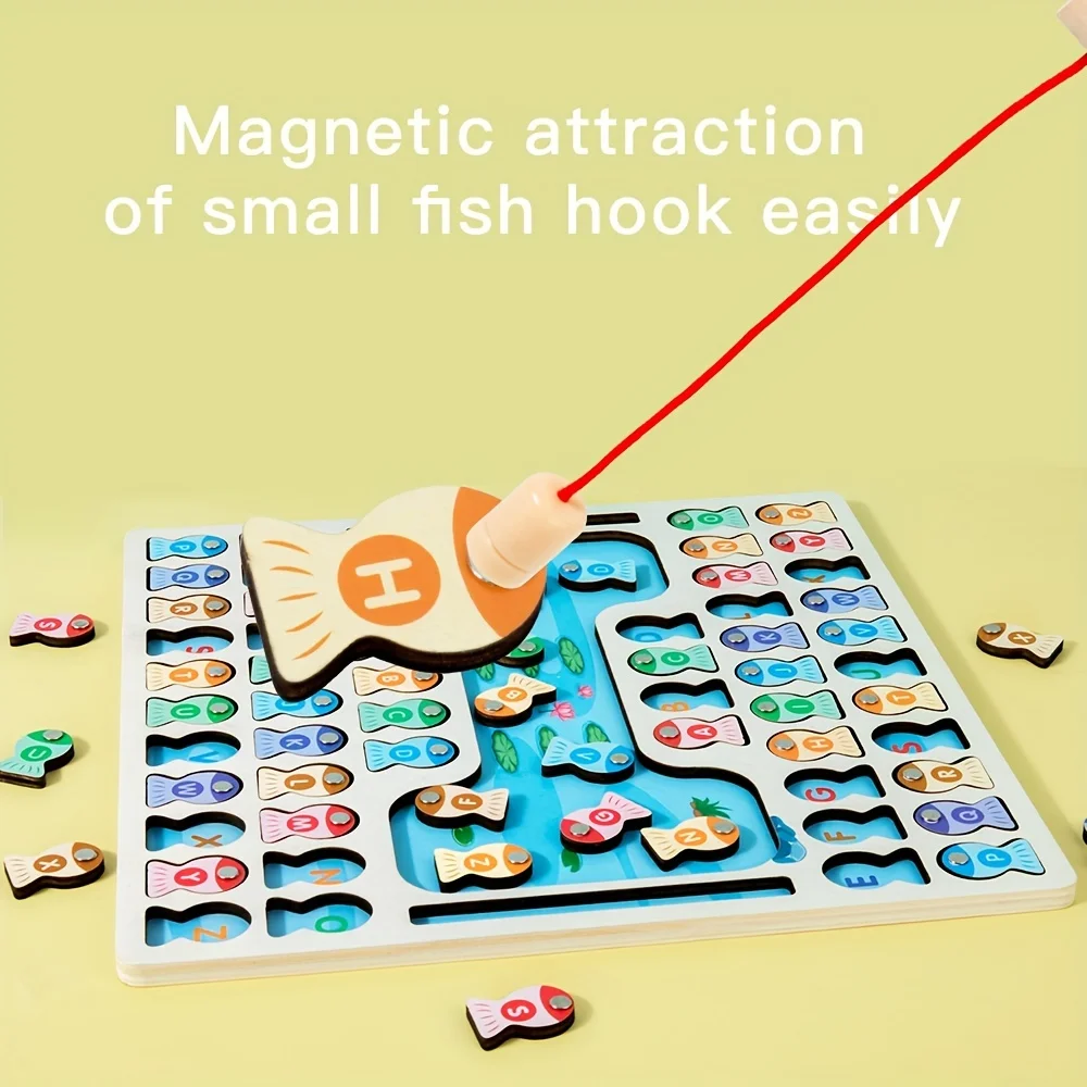 Juego de pesca magnético de madera Montessori para motricidad fina - imagen 4