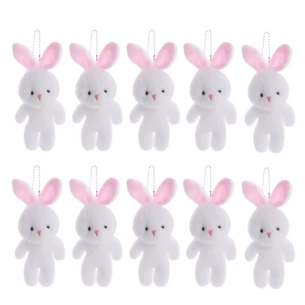 Llavero de peluche conejo blanco suave para niños