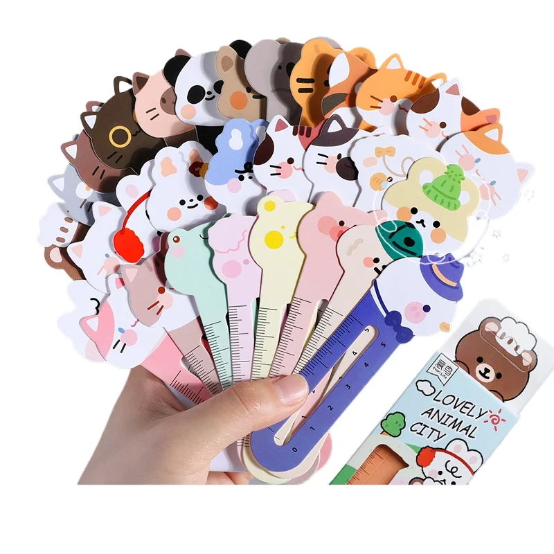 Marcapáginas kawaii para niños con dibujos animados y reglas de medida - imagen 2