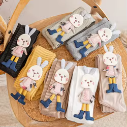 Pantimedias de algodón con conejo para niñas