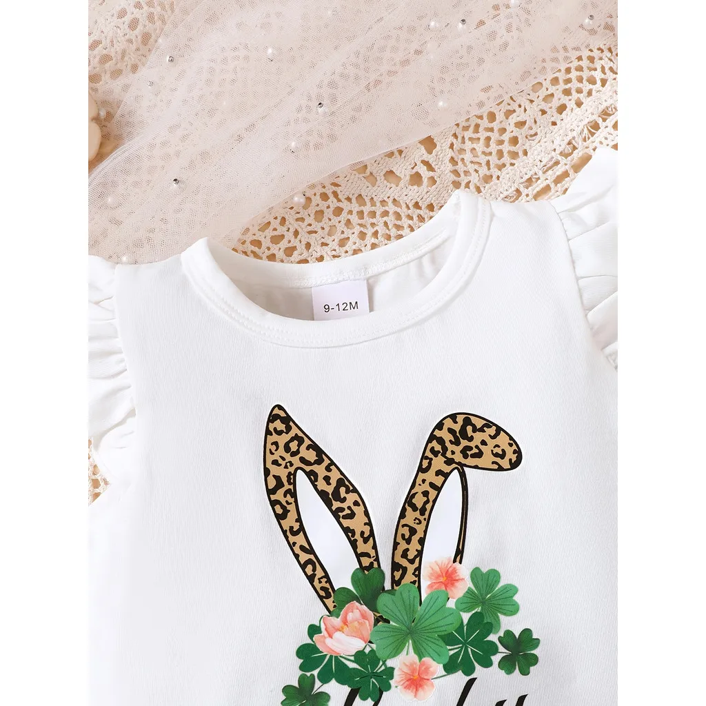 Conjunto verano bebé: top sin mangas conejito y shorts verdes - imagen 5