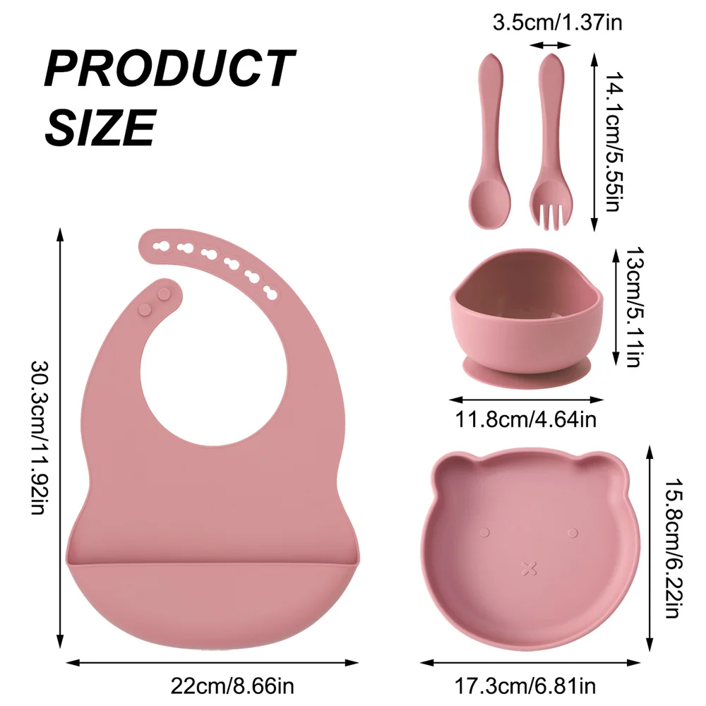 Set de alimentación infantil de silicona con motivos de osito