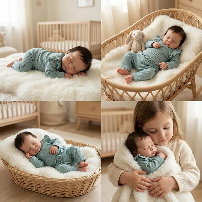 Muñeca reborn NPK hecha a mano, bebé dormido de pelo enraizado - imagen 3