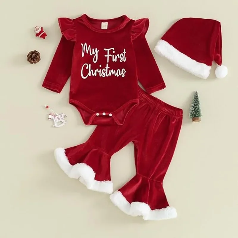 Conjunto de Navidad para niña recién nacida con diseño festivo