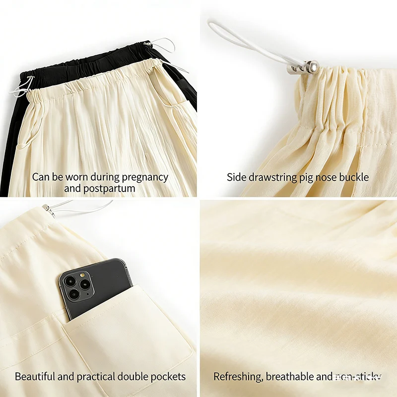 Pantalones cortos de maternidad Yamamoto con cordón lateral frescos