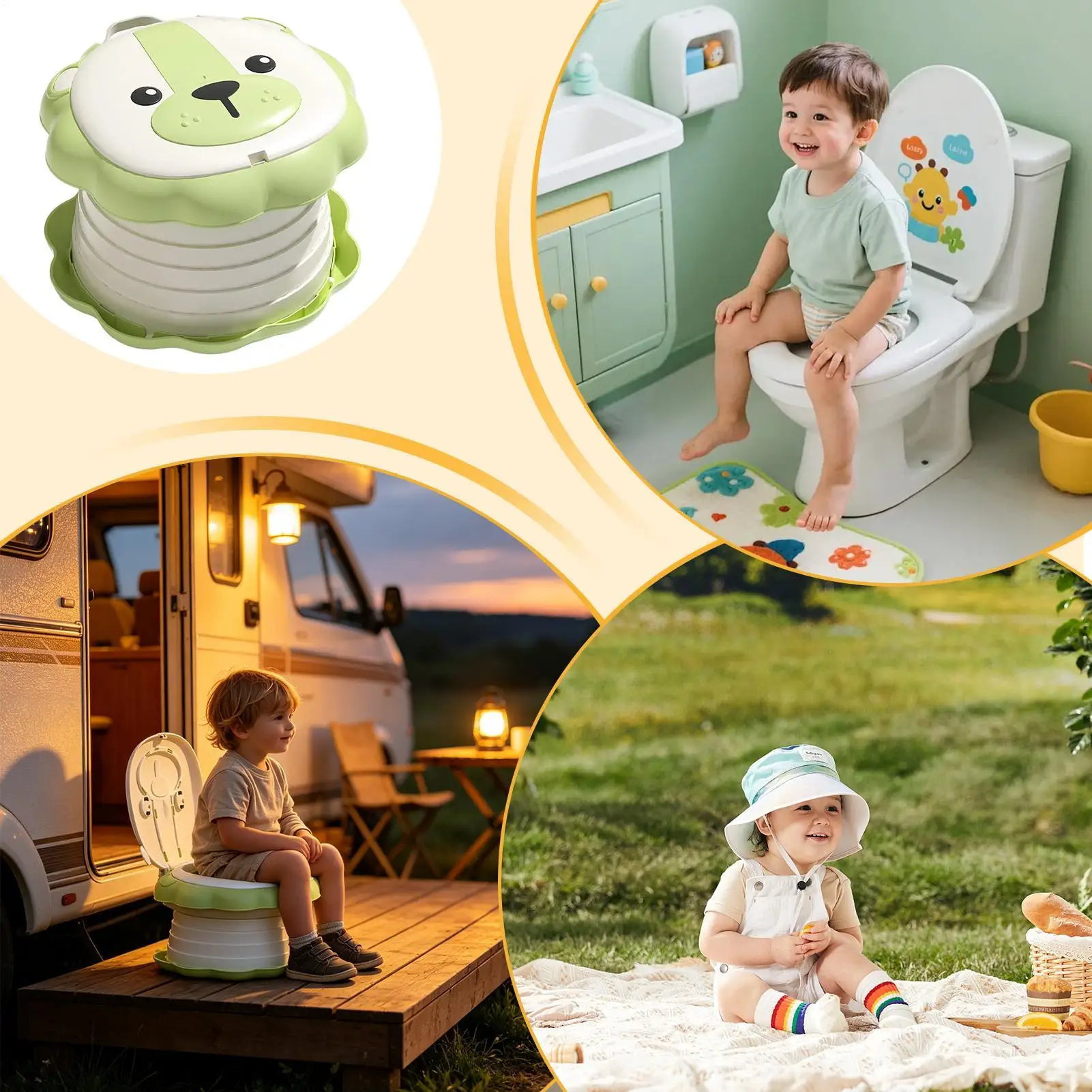 Bacinica infantil de viaje plegable antideslizante con tapa y bolsa - imagen 4