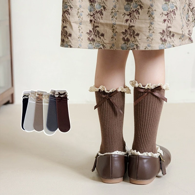 Medias de encaje con volantes para niñas estilo princesa Lolita