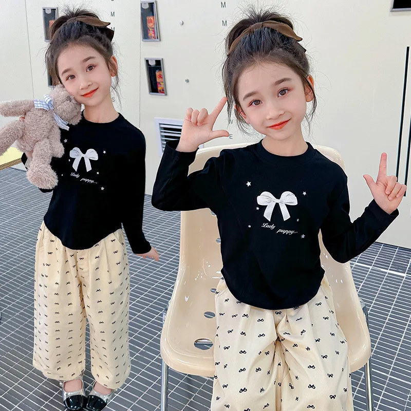 Conjunto niña de blusa con lazo primaveral y pantalón - imagen 2