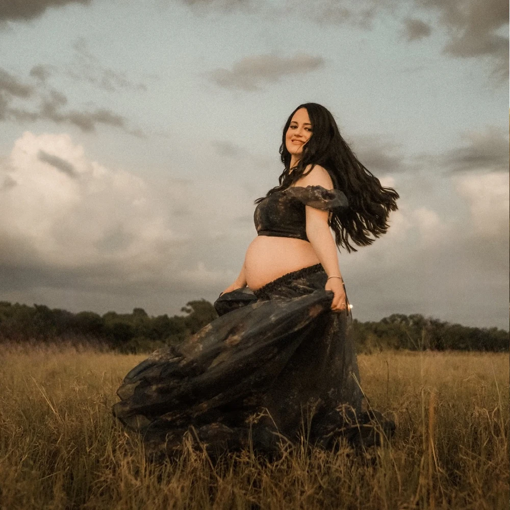 Vestido de maternidad bohemio de gasa para sesión de embarazo - imagen 4