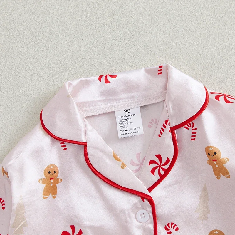 VISgogo Pijama infantil navideño con estampado de pan de jengibre - imagen 3