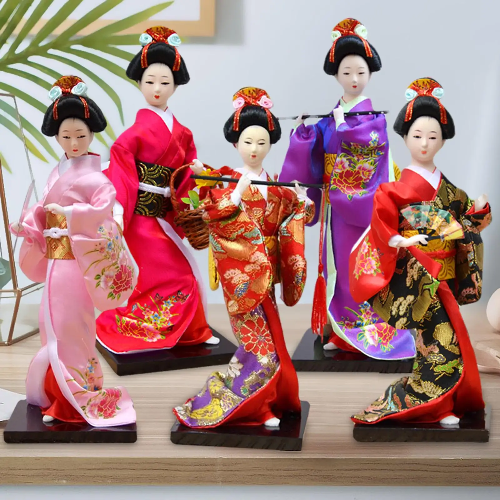 Muñeca geisha decorativa estilo kabuki antiguo para escritorio - imagen 5