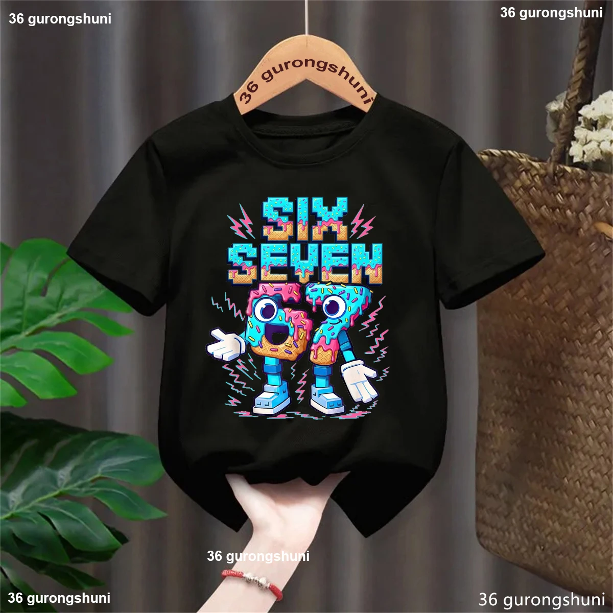 Camiseta italiana con helado brainrot Six Seven para niños
