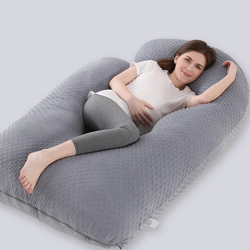 Almohada de embarazo forma G terciopelo suave para soporte lumbar