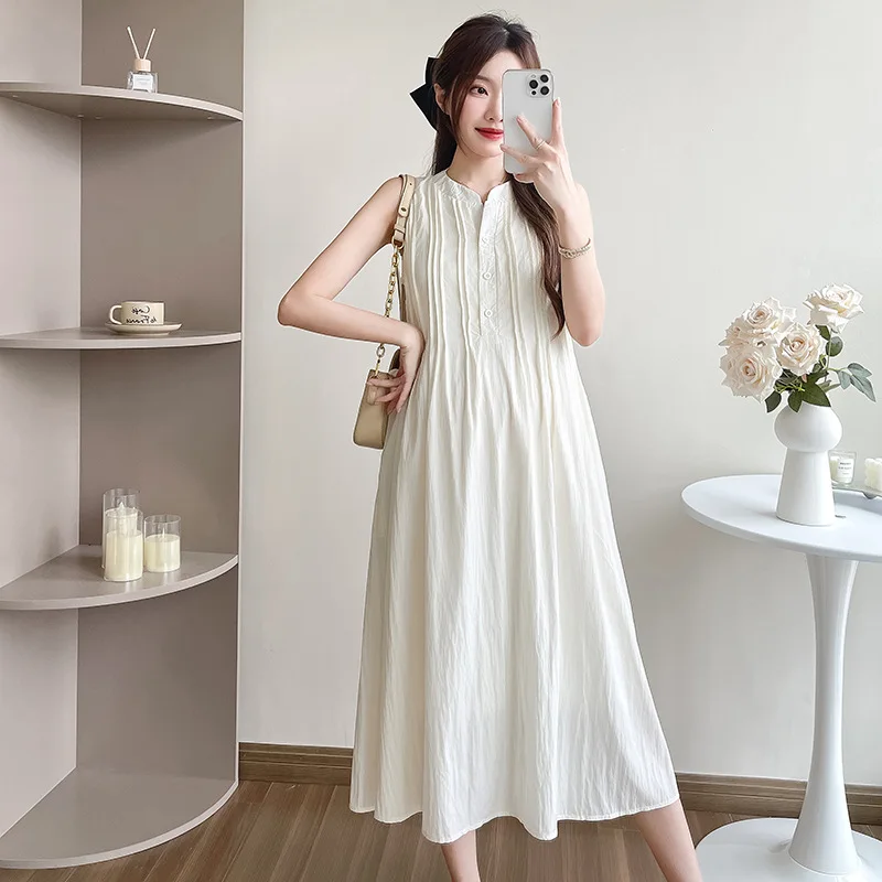 Vestido premamá largo de una línea sin mangas para fiesta elegante - imagen 5