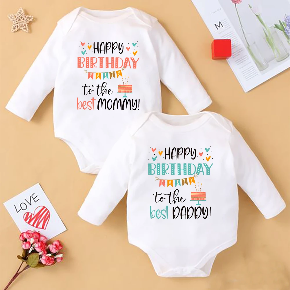 Mameluco para gemelos recién nacido – Feliz cumpleaños mamá y papá