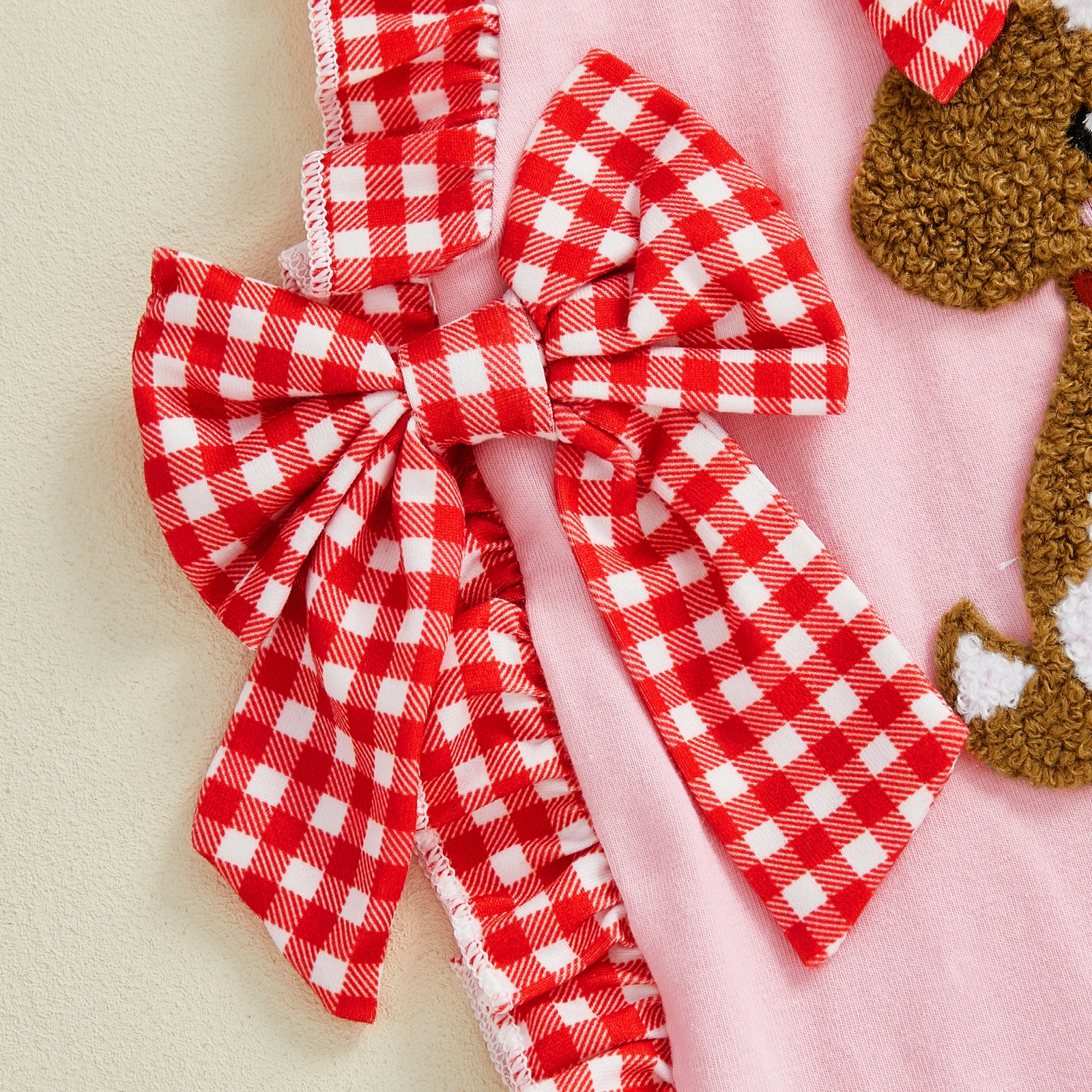 Conjunto de bebé para San Valentín con corazón bordado y cuadros - imagen 5