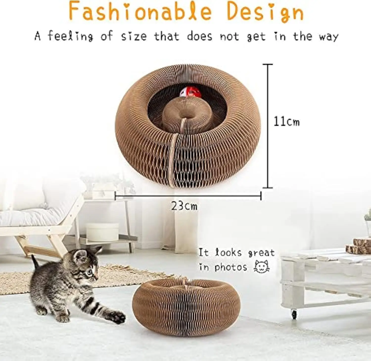 Rascador interactivo plegable para gatos con campana y juego