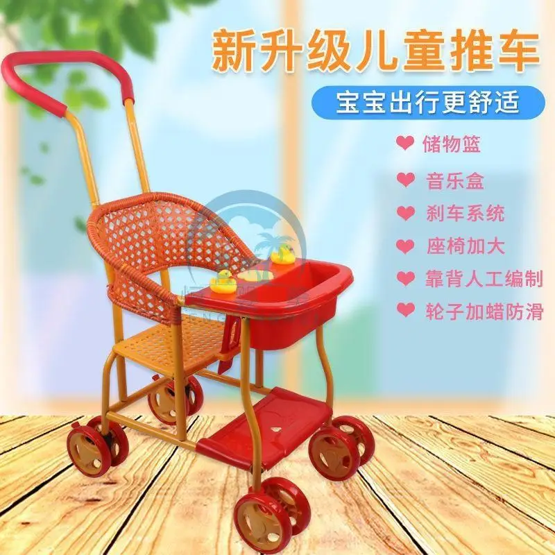 Carrito bebé de mano mimbre imitación – estilo veraniego - imagen 3