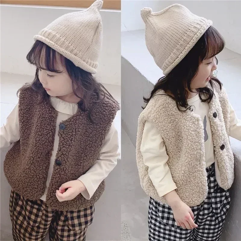 Chaleco de terciopelo con cuello en V cálido para niños y niñas - imagen 3
