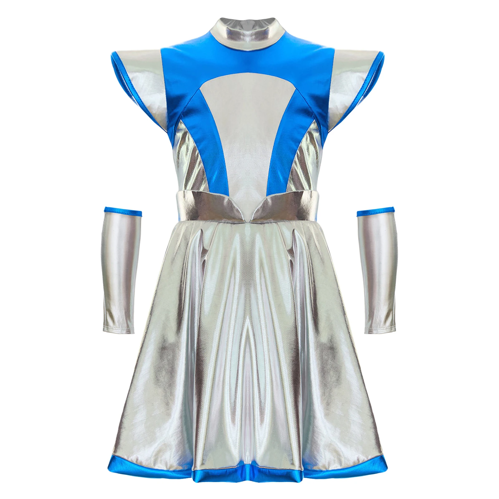 Disfraz de alienígena para niñas con vestido metálico Halloween