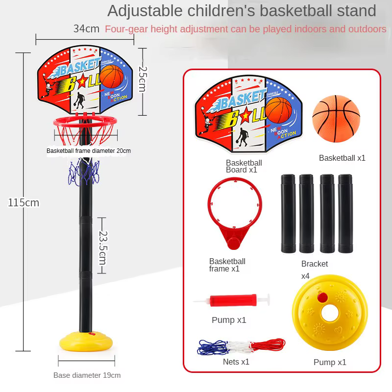 Canasta de baloncesto infantil con altura ajustable – Aro resistente - imagen 4
