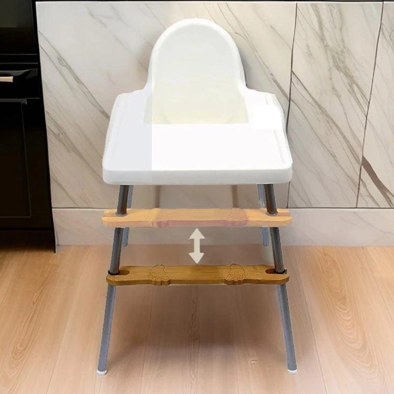 Reposapiés para silla alta de bambú natural antideslizante ajustable - imagen 5