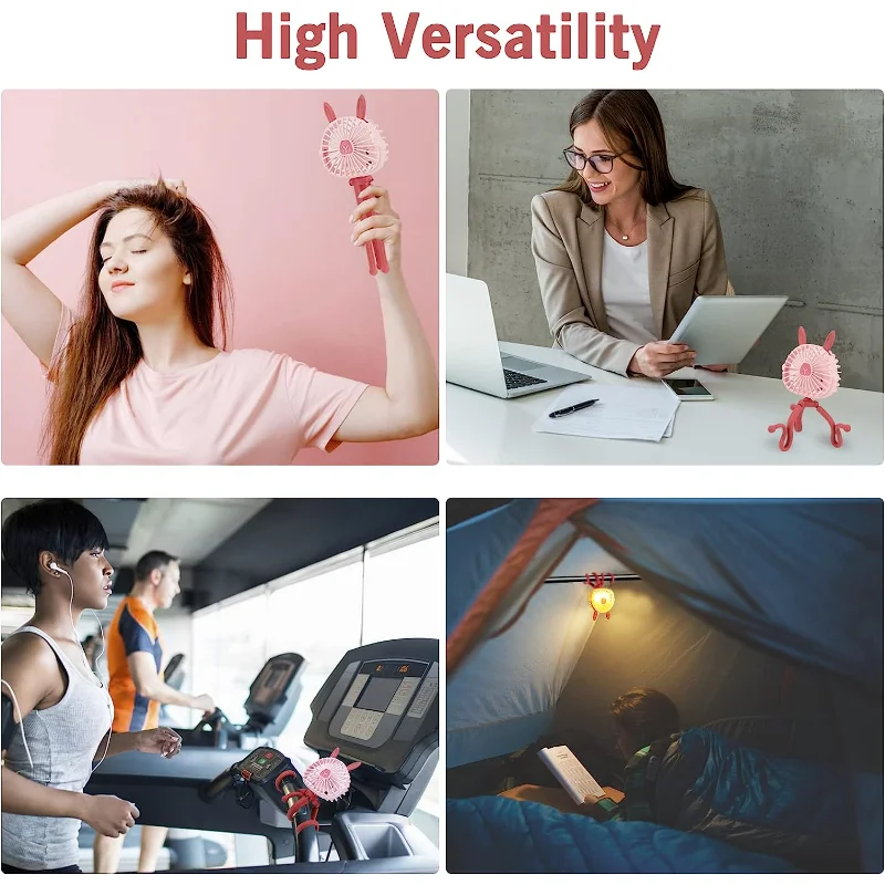 Mini ventilador portátil para cochecito con diseño de conejito