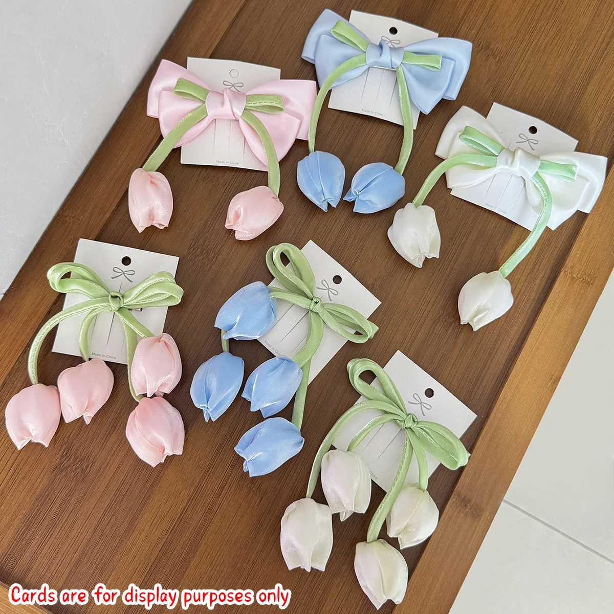 Pinzas de pelo con tulipán chifón rosa para niña – Horquillas florales - imagen 2