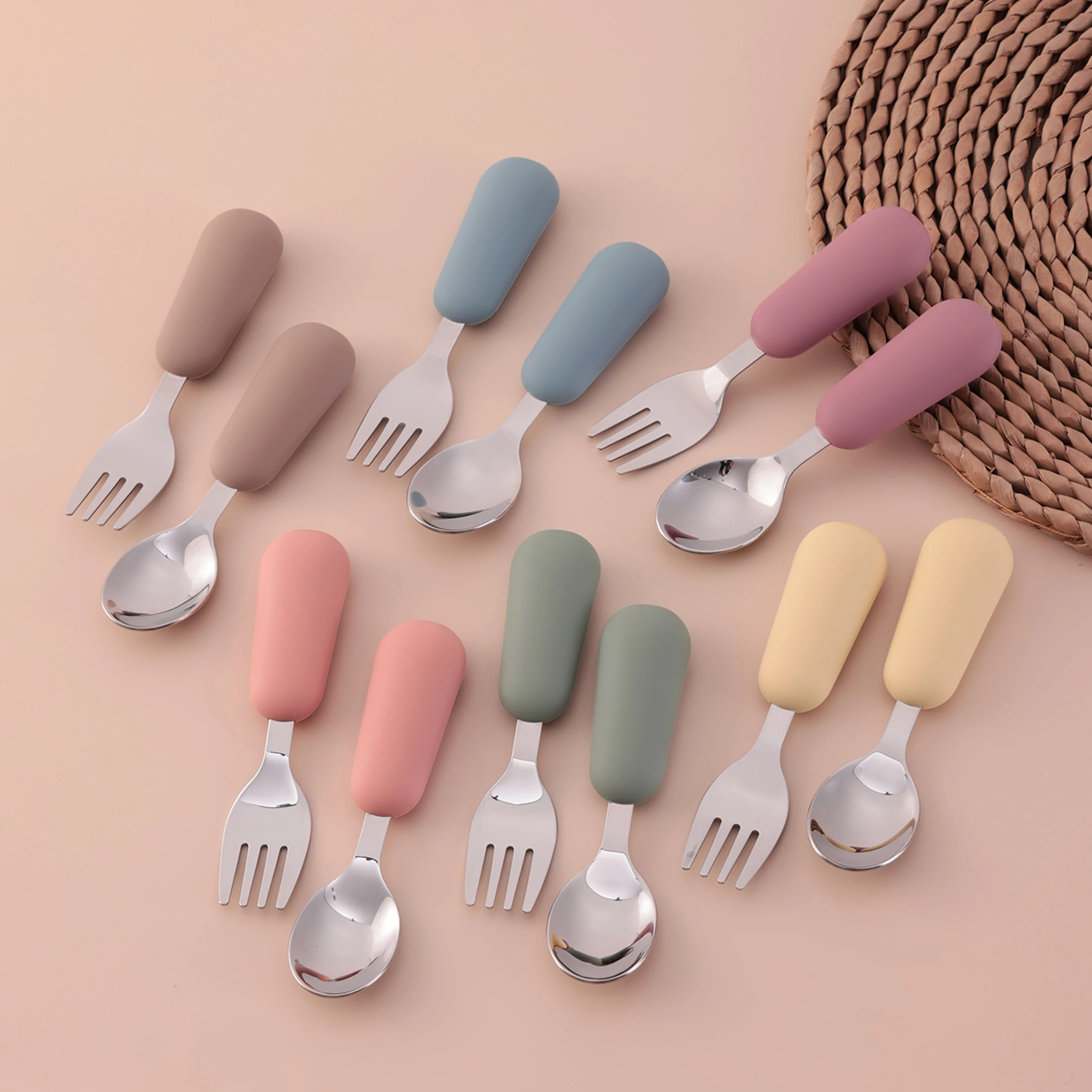 Tenedor y cuchara de acero inoxidable para bebé – Sin BPA - imagen 4