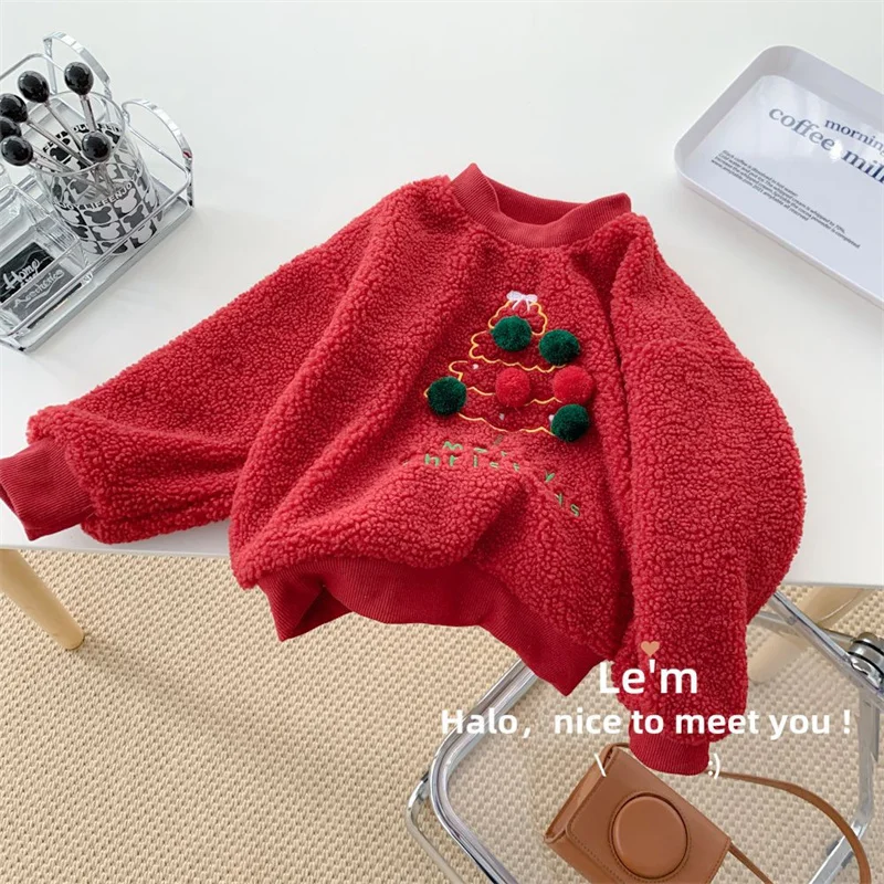 Sudadera gruesa acolchada de invierno para niños con diseño navideño - imagen 2