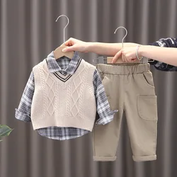 Conjunto bebé algodón primavera – Camisa a cuadros y chaleco